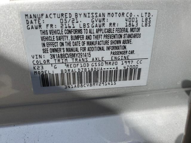 3N1AB8CV8MY291415 | 2021 NISSAN SENTRA SV