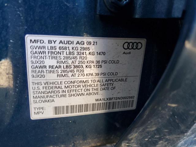 VIN WA1LXBF72ND002562 2022 Audi Q7, Premium Plus no.13