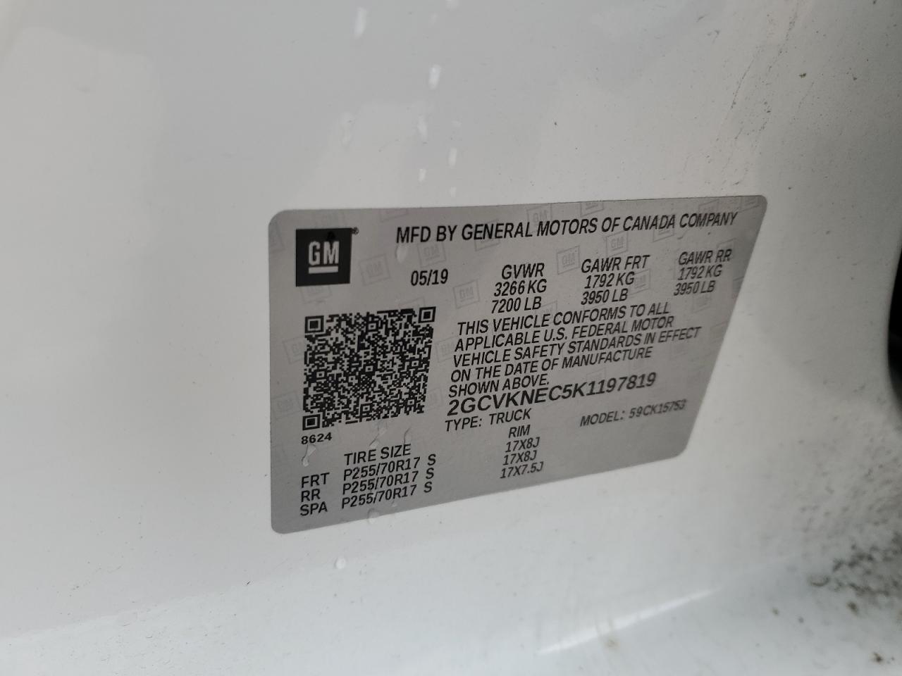 2GCVKNEC5K1197819 CHEVROLET ALL Models 2019