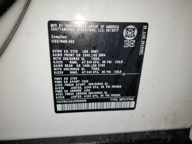 2018 VOLKSWAGEN ATLAS EXEC 1V2TR2CA0JC530938