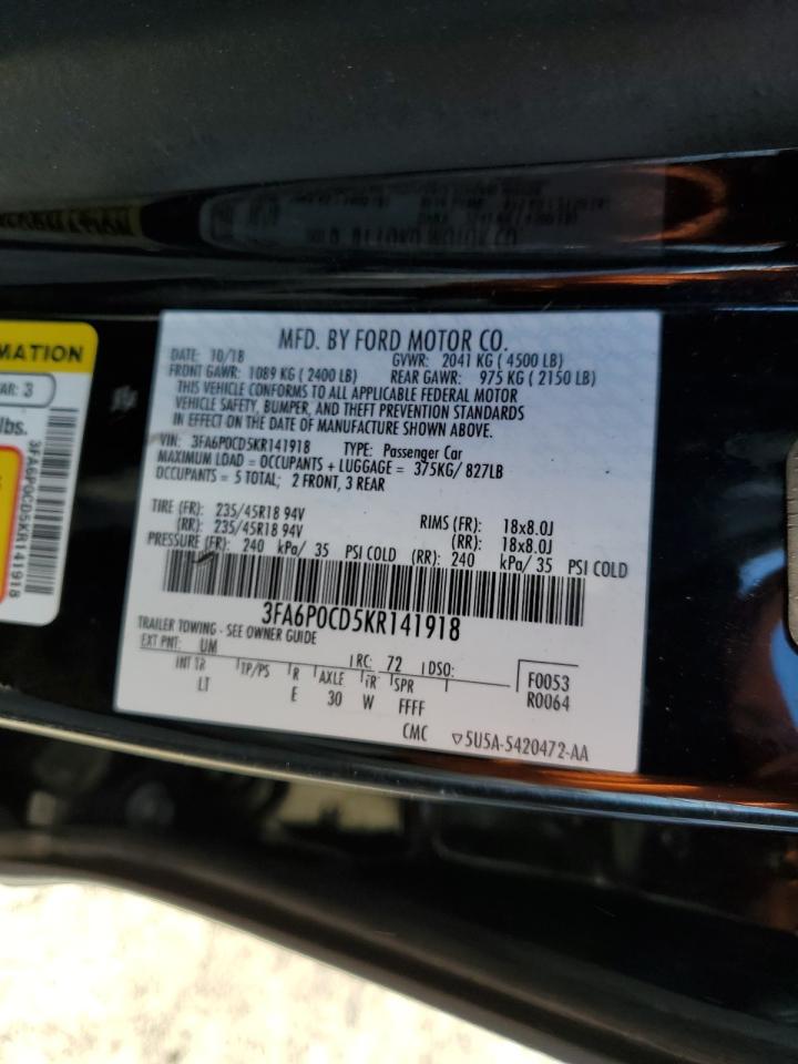 3FA6P0CD5KR141918 FORD FUSION 2019
