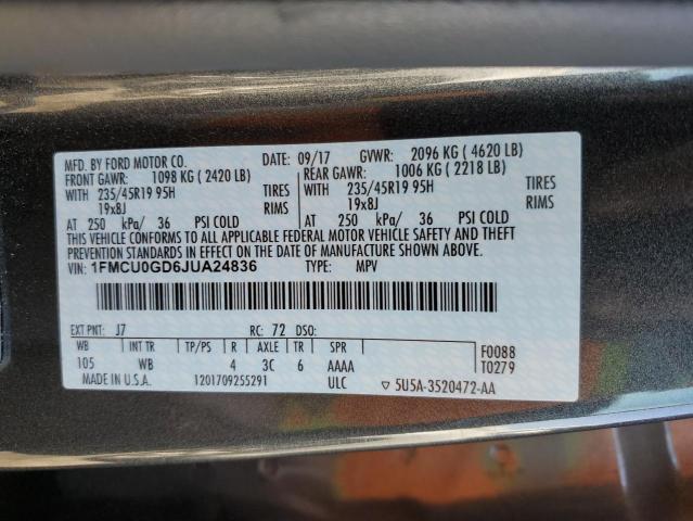 1FMCU0GD6JUA24836 2018 FORD ESCAPE, photo no. 13