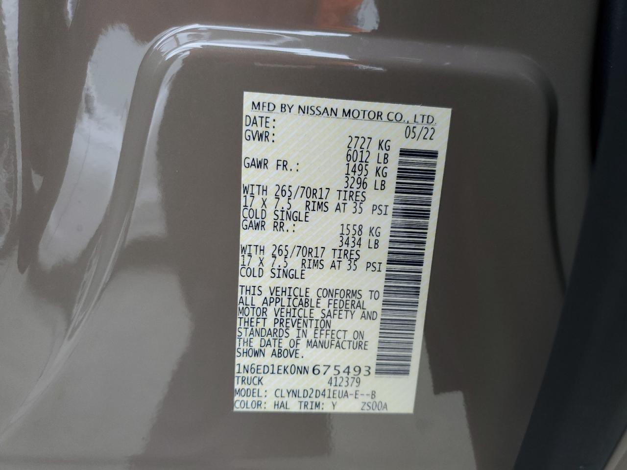 1N6ED1EK0NN675493 NISSAN FRONTIER 2022