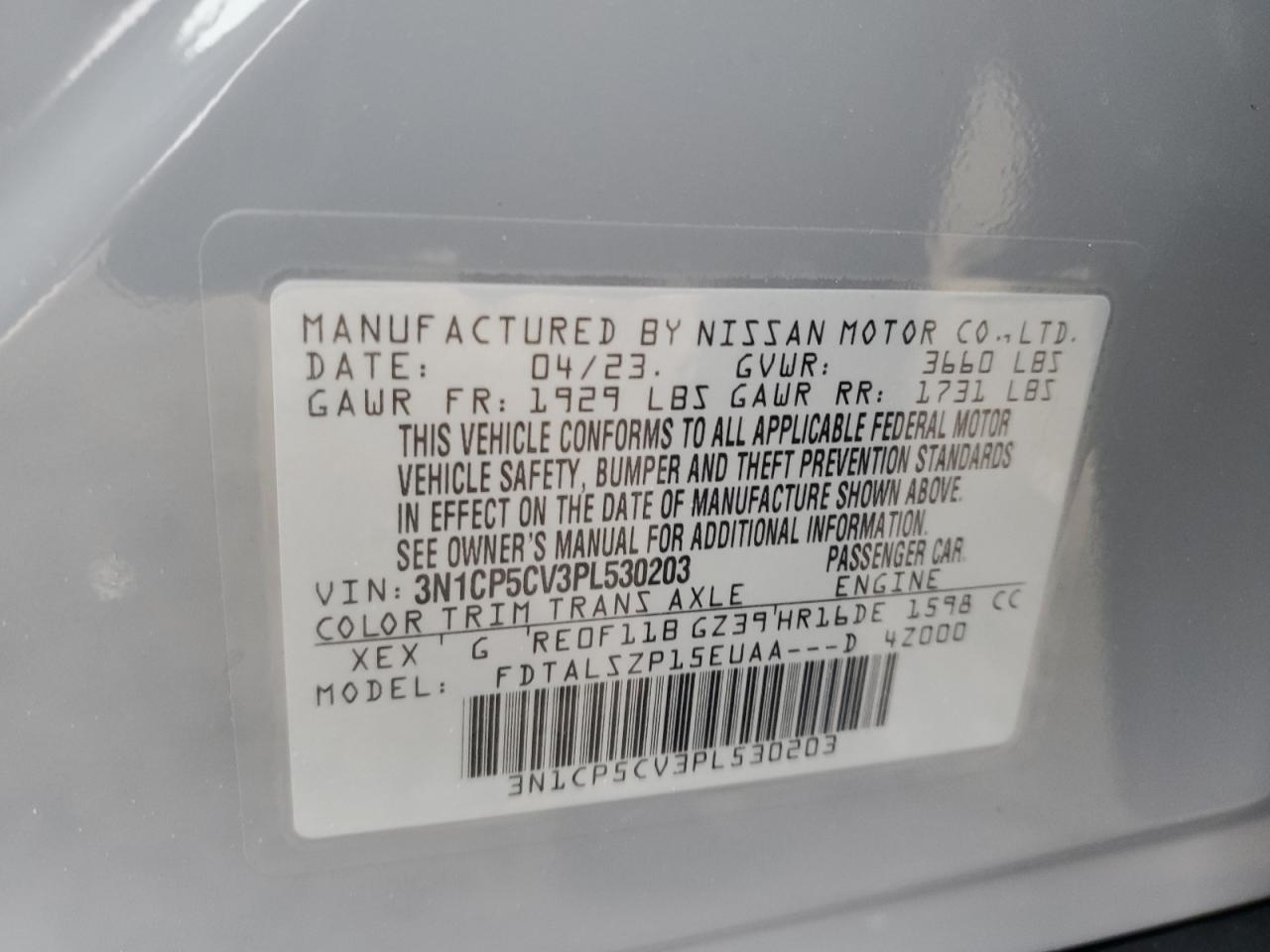 3N1CP5CV3PL530203 NISSAN KICKS 2023
