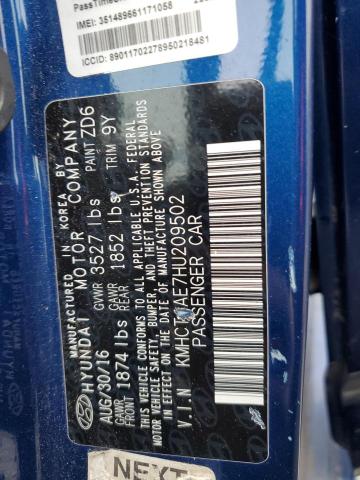 2017 Hyundai Accent Se VIN: KMHCT4AE7HU209502 Lot: 39701554