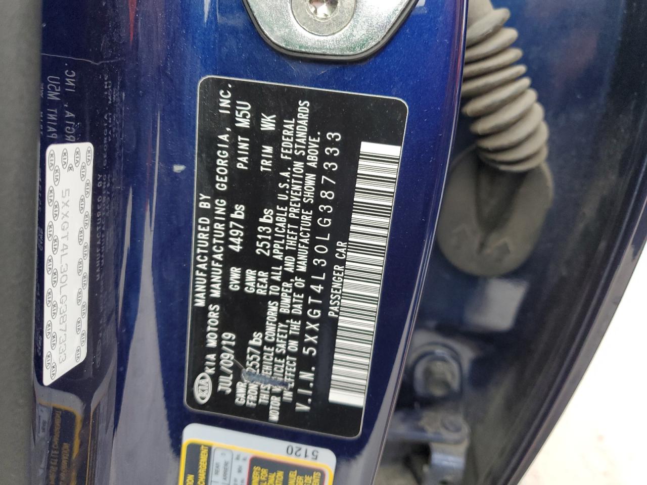 5XXGT4L30LG387333 KIA OPTIMA 2020