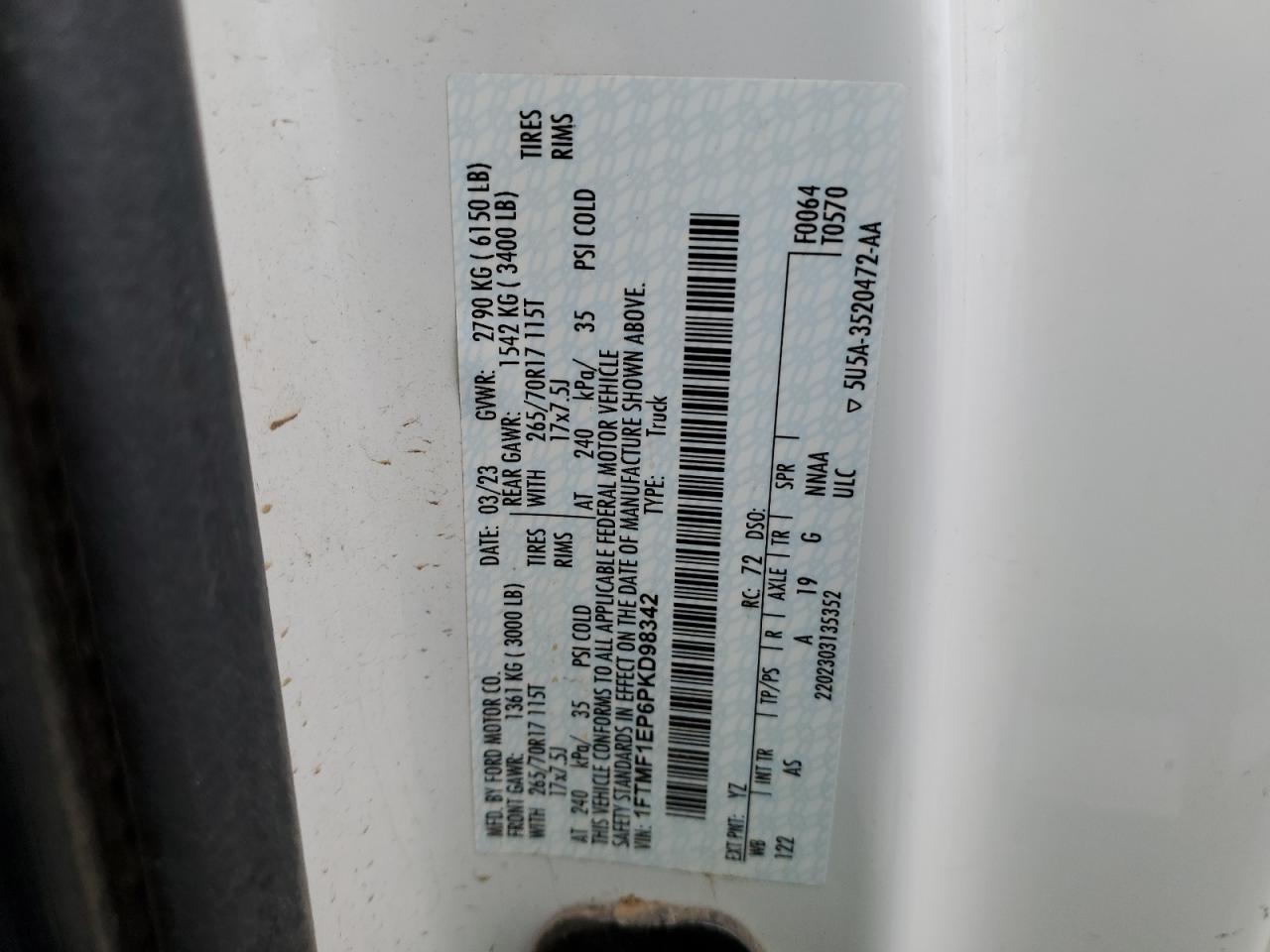 1FTMF1EP6PKD98342 FORD All Models 2023