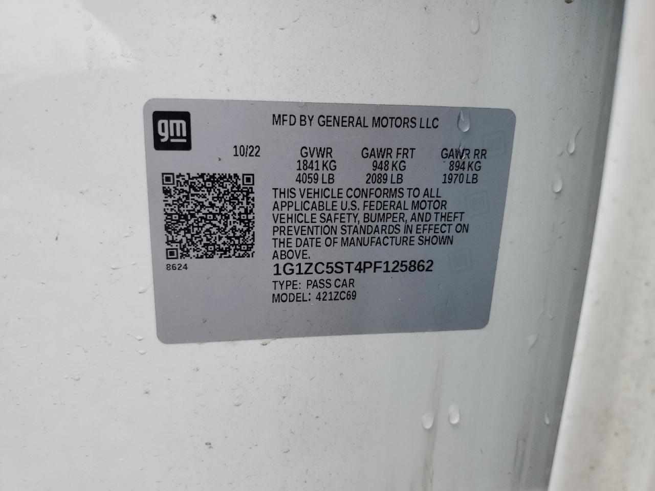1G1ZC5ST4PF125862 CHEVROLET MALIBU 2023