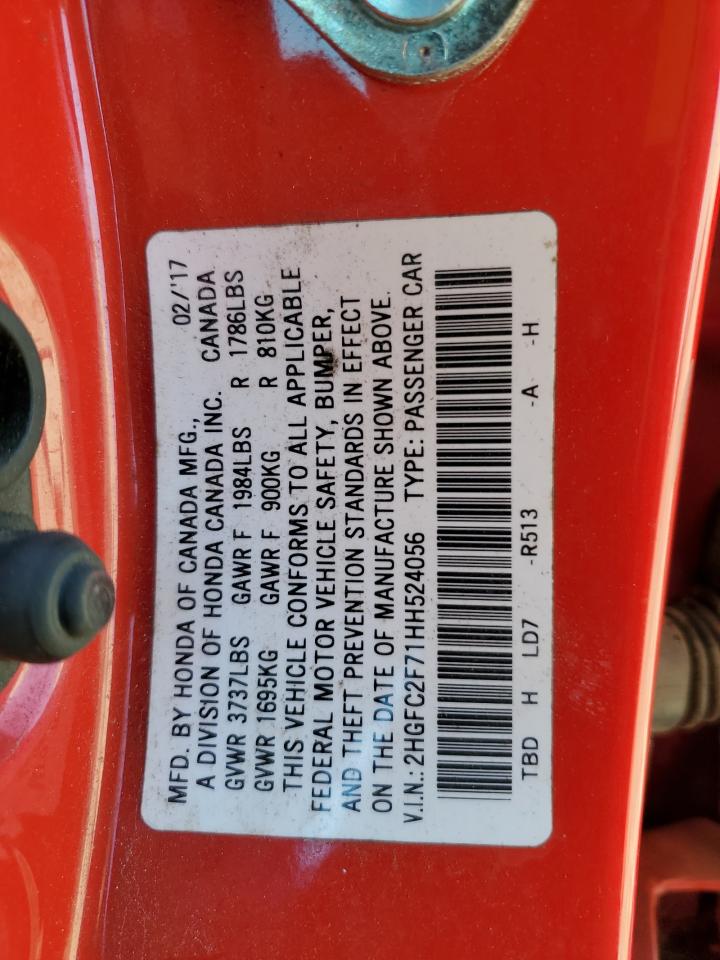 2HGFC2F71HH524056 HONDA CIVIC 2017
