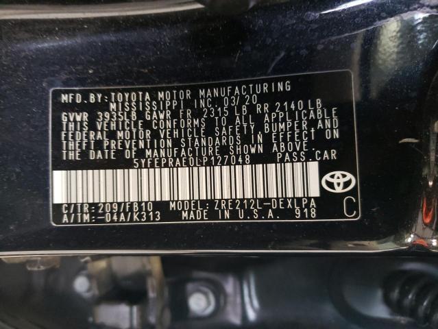 5YFEPRAE0LP127048 | 2020 Toyota corolla le