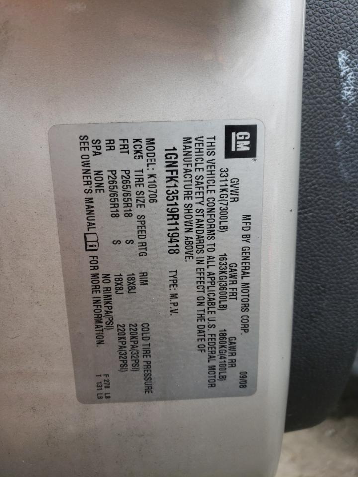 1GNFK13519R119418 2009 Chevrolet Tahoe Hybrid