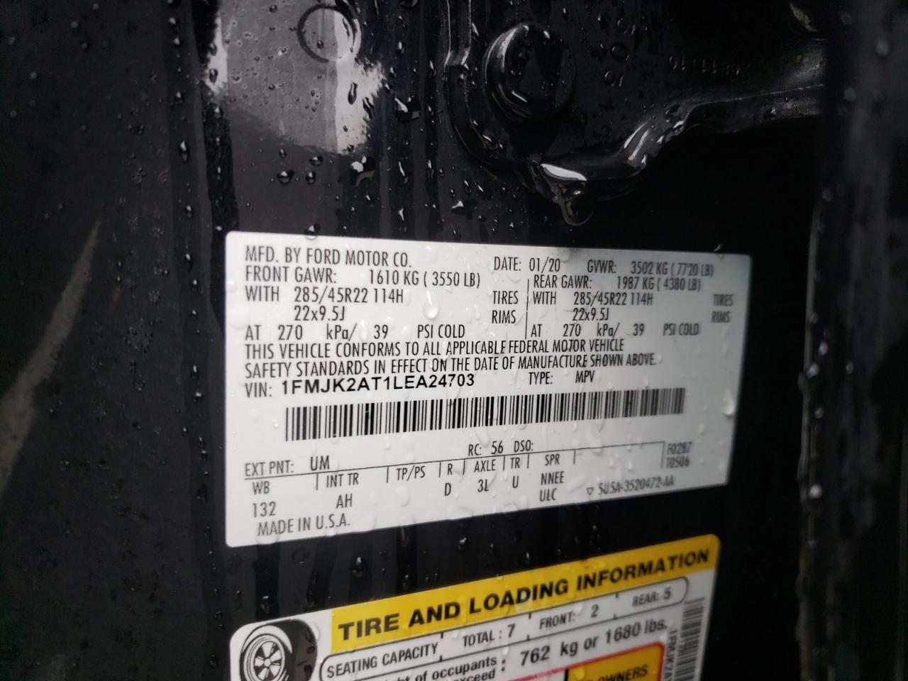 1FMJK2AT1LEA24703 FORD EXPEDITION 2020