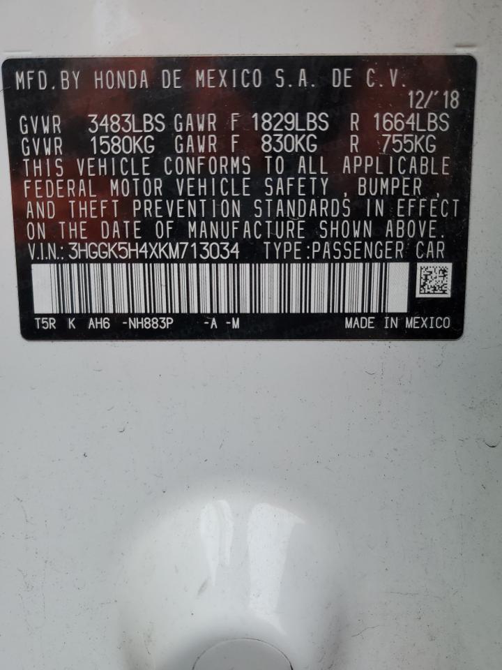 3HGGK5H4XKM713034 HONDA FIT 2019