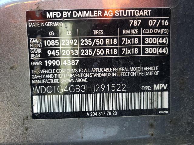 VIN WDCTG4GB3HJ291522 2017 Mercedes-Benz GLA-Class,... no.12