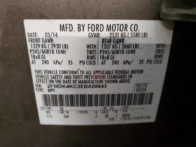 2FMDK4KC3EBA58843 | 2014 FORD EDGE LIMIT