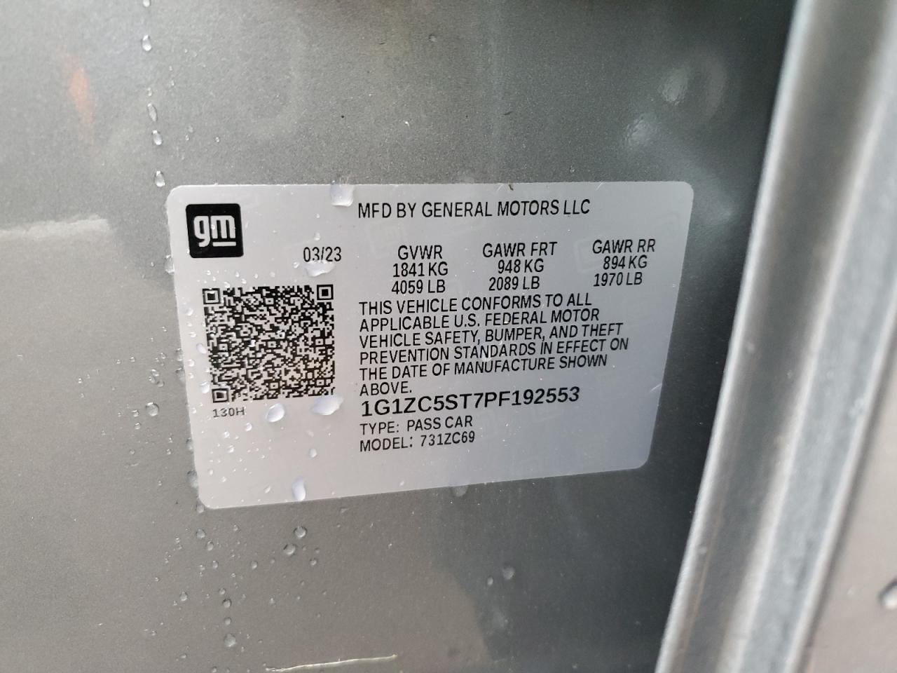 1G1ZC5ST7PF192553 CHEVROLET MALIBU 2023