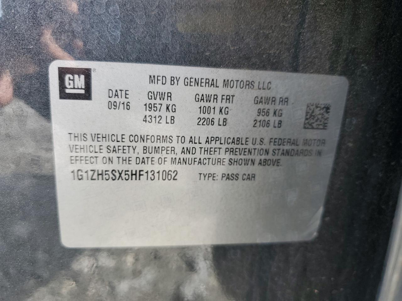 1G1ZH5SX5HF131062 CHEVROLET MALIBU 2017