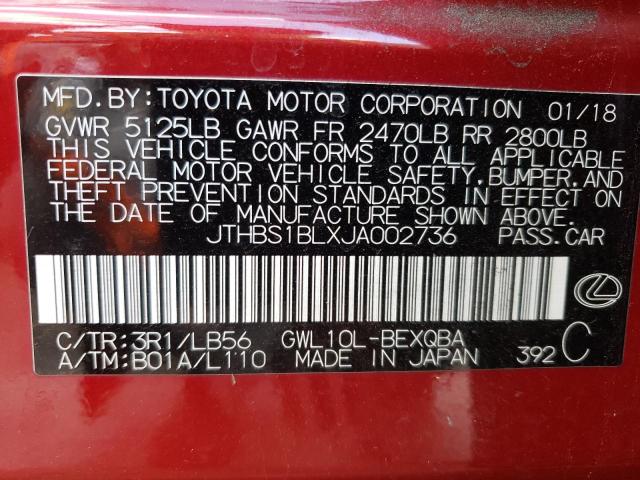 2018 LEXUS GS 450H BA JTHBS1BLXJA002736