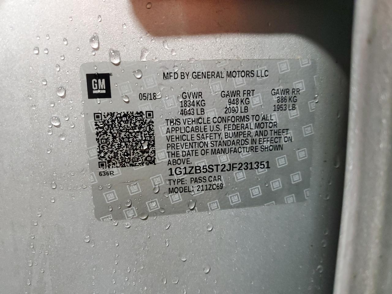 1G1ZB5ST2JF231351 CHEVROLET MALIBU 2018