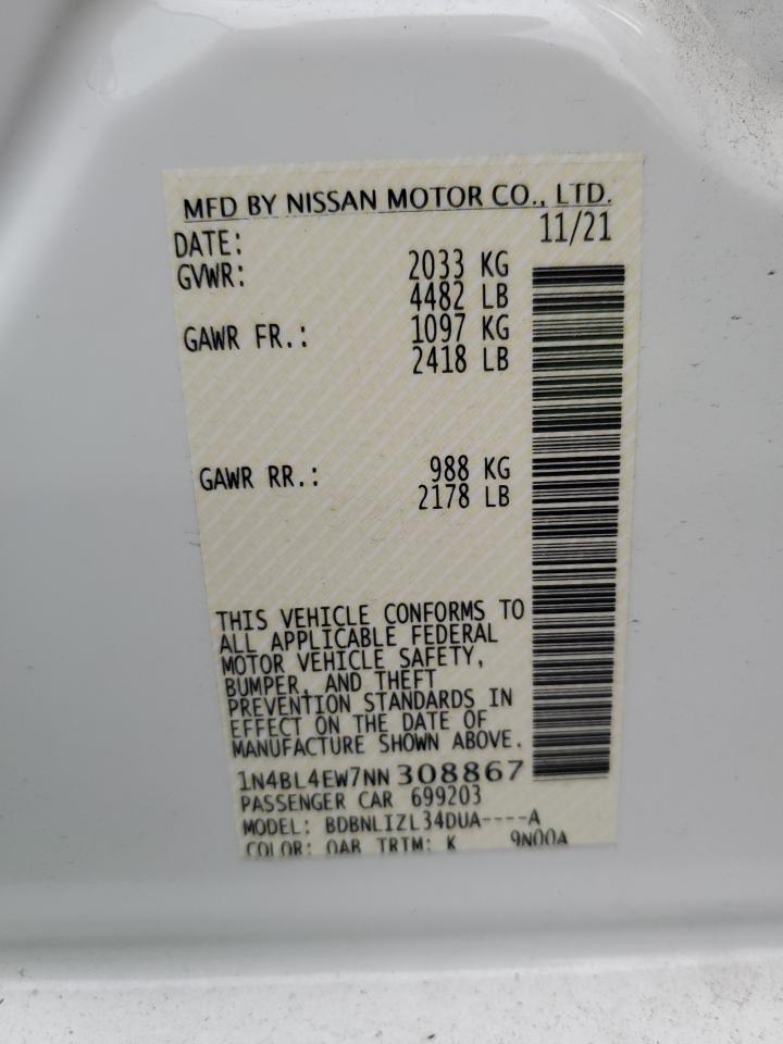1N4BL4EW7NN308867 NISSAN ALTIMA 2022