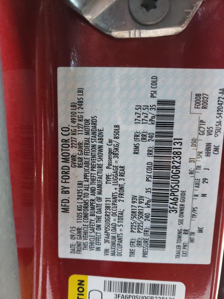3FA6P0SU0GR238131 FORD FUSION 2016