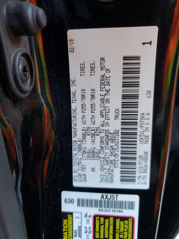 5TFEY5F15JX237202 TOYOTA TUNDRA 2018