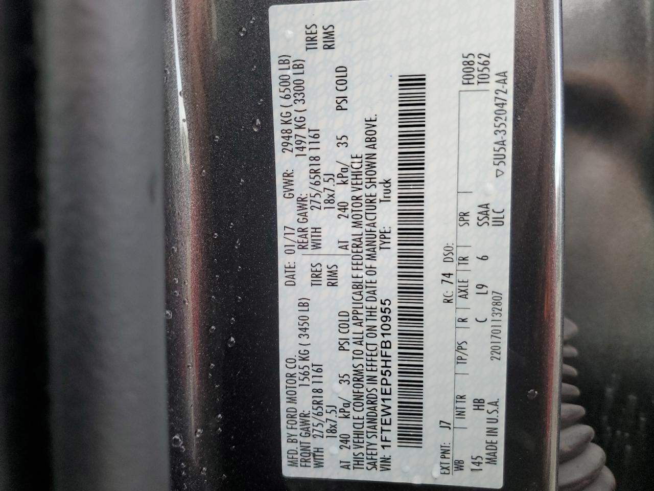 1FTEW1EP5HFB10955 FORD F-150 2017