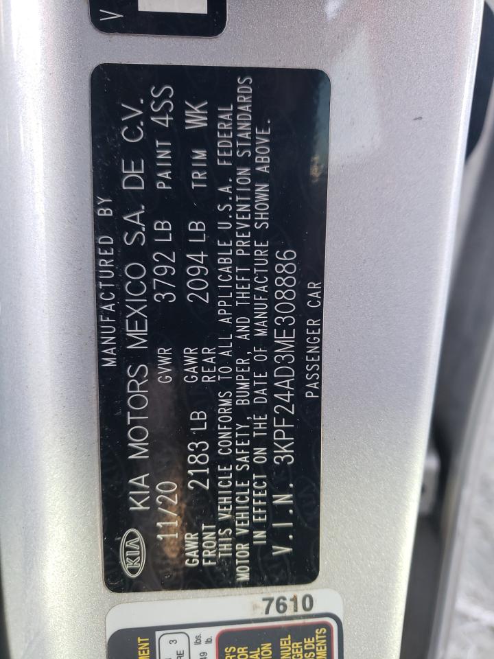 3KPF24AD3ME308886 2021 Kia Forte Fe 3KPF24AD3ME308886 2021 Kia Forte Fe