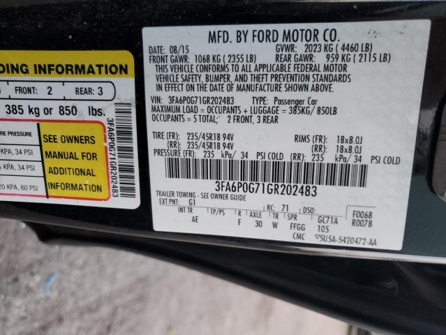 3FA6P0G71GR202483 | 2016 Ford fusion s