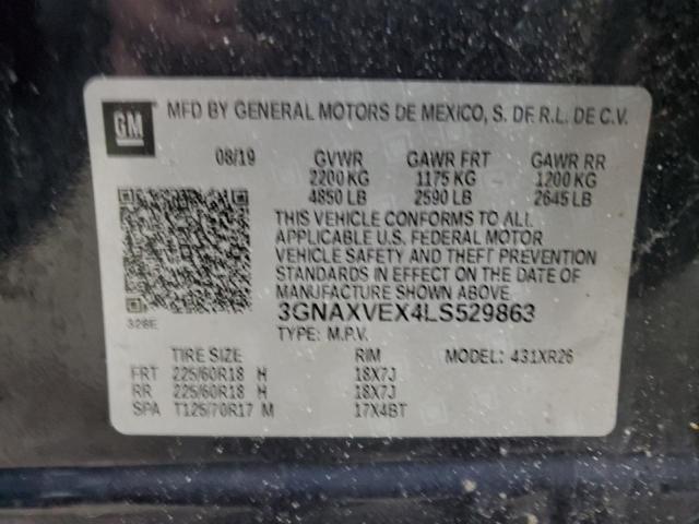 3GNAXVEX4LS529863 | 2020 CHEVROLET EQUINOX LT