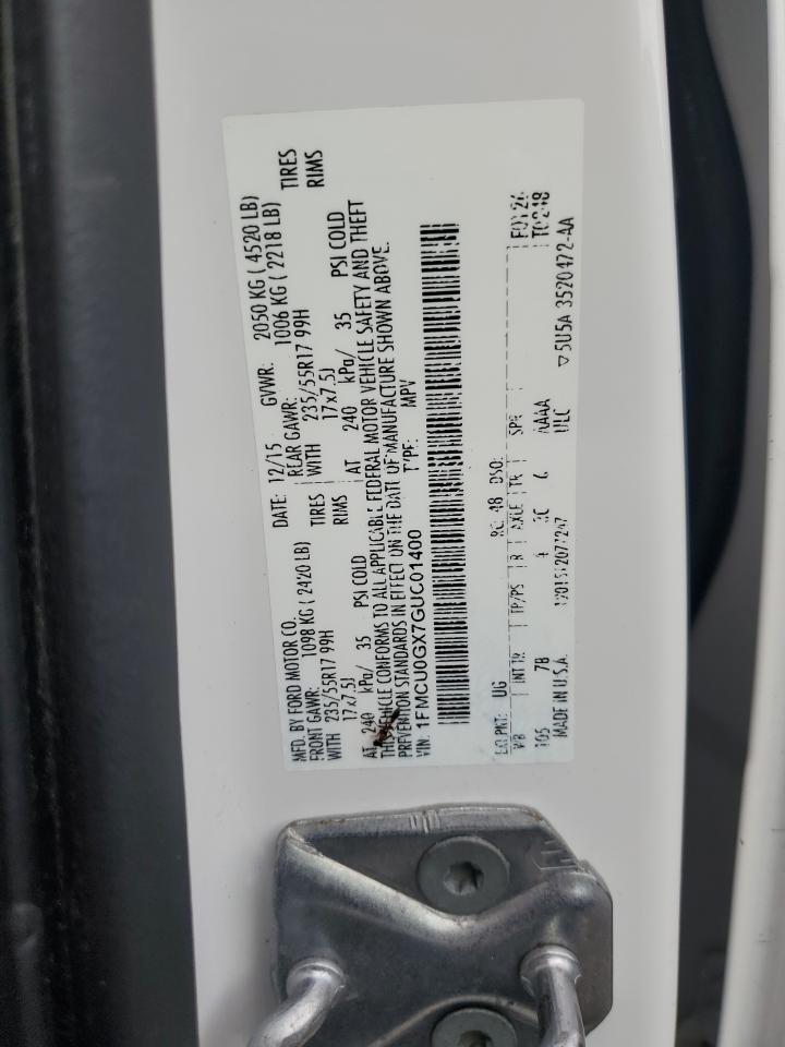 1FMCU0GX7GUC01400 FORD ESCAPE 2016