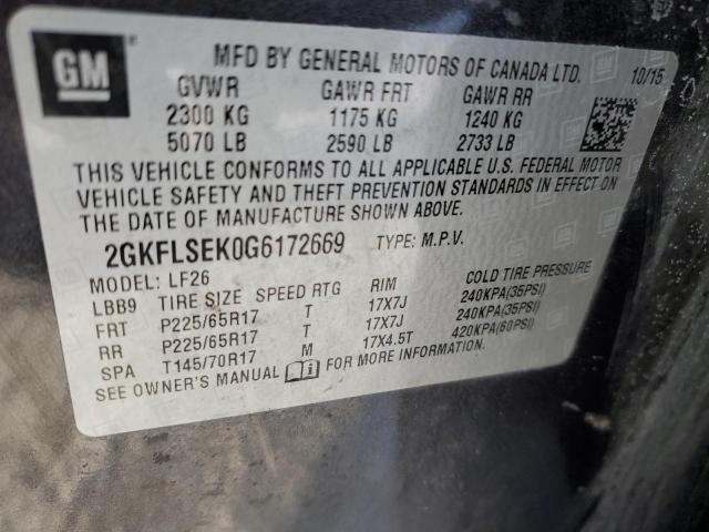 2GKFLSEK0G6172669 | 2016 GMC TERRAIN SL