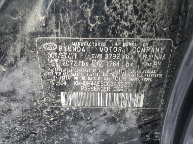 2012 Hyundai Elantra Gls VIN: KMHDH4AE5CU345223 Lot: 38193754
