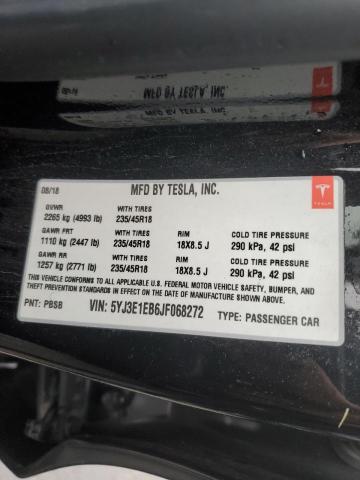 2018 TESLA MODEL 3 5YJ3E1EB6JF068272