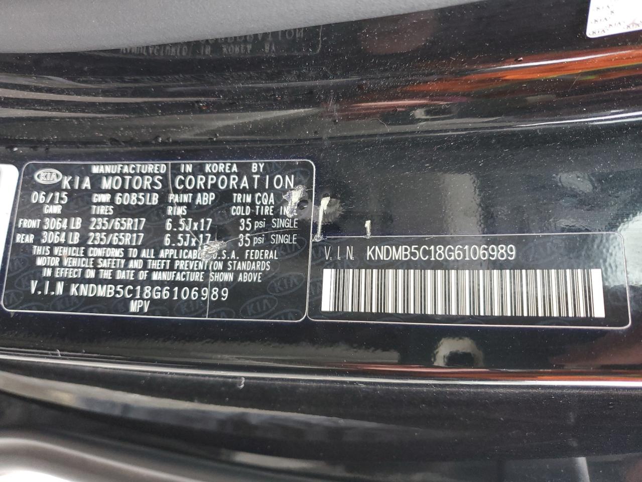 KNDMB5C18G6106989 2016 Kia Sedona Lx