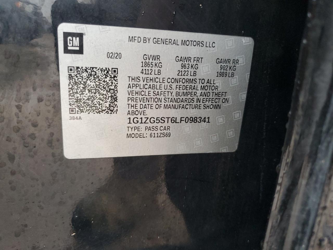 1G1ZG5ST6LF098341 CHEVROLET MALIBU 2020