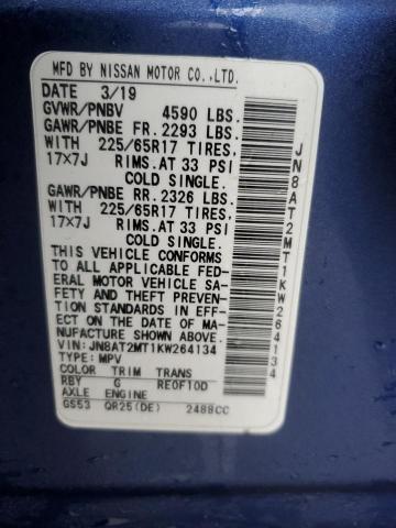 2019 Nissan Rogue S VIN: JN8AT2MT1KW264134 Lot: 39002084