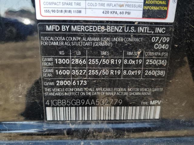 4JGBB5GB9AA532779 2010 Mercedes-Benz Ml 350