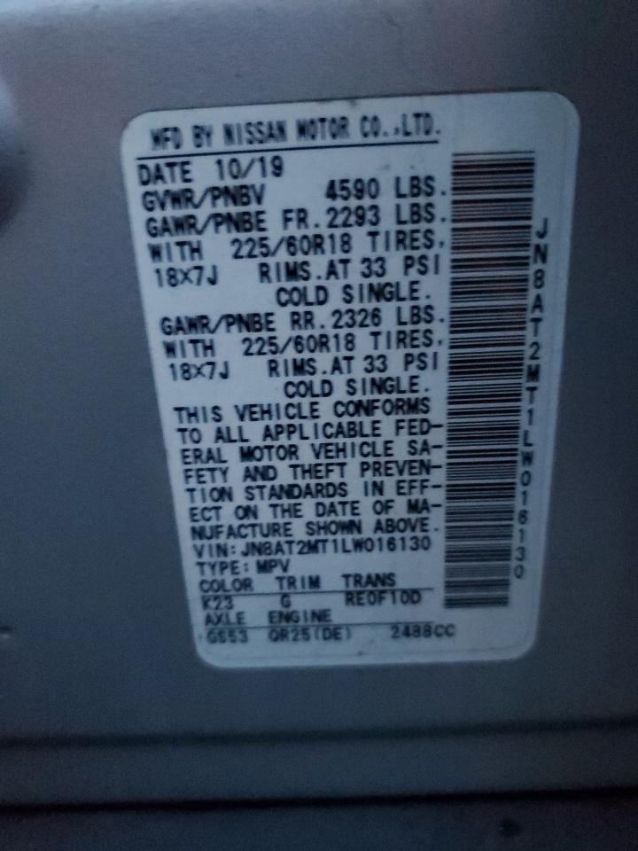 JN8AT2MT1LW016130 NISSAN ROGUE 2020