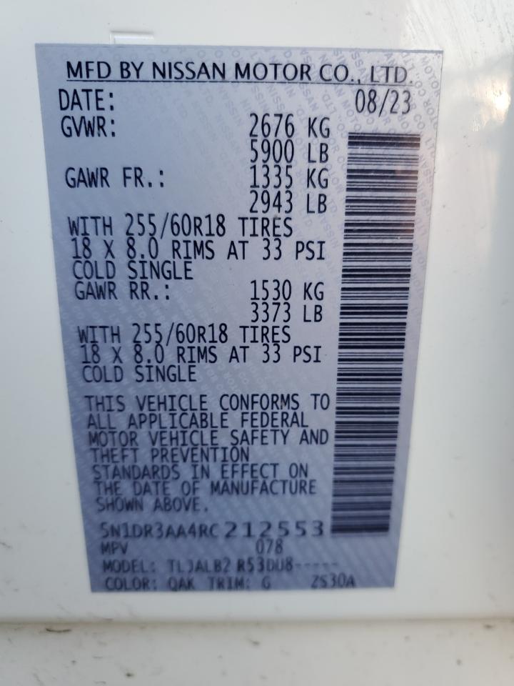 5N1DR3AA4RC212553 NISSAN PATHFINDER 2024
