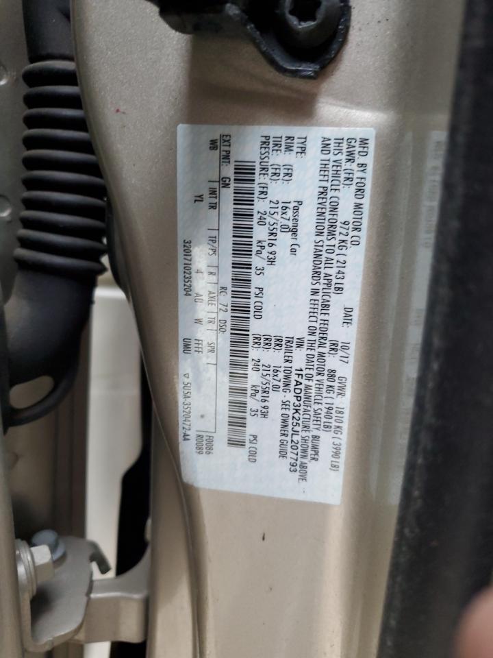 1FADP3K25JL207793 FORD FOCUS 2018