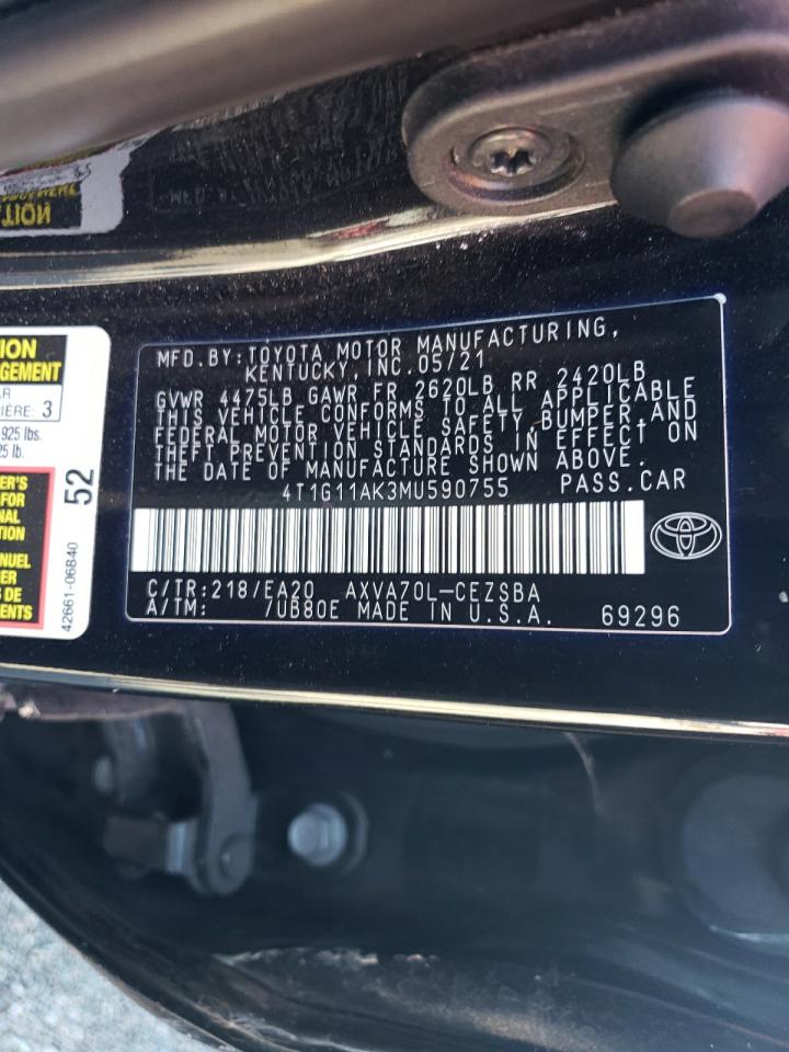 4T1G11AK3MU590755 TOYOTA CAMRY 2021