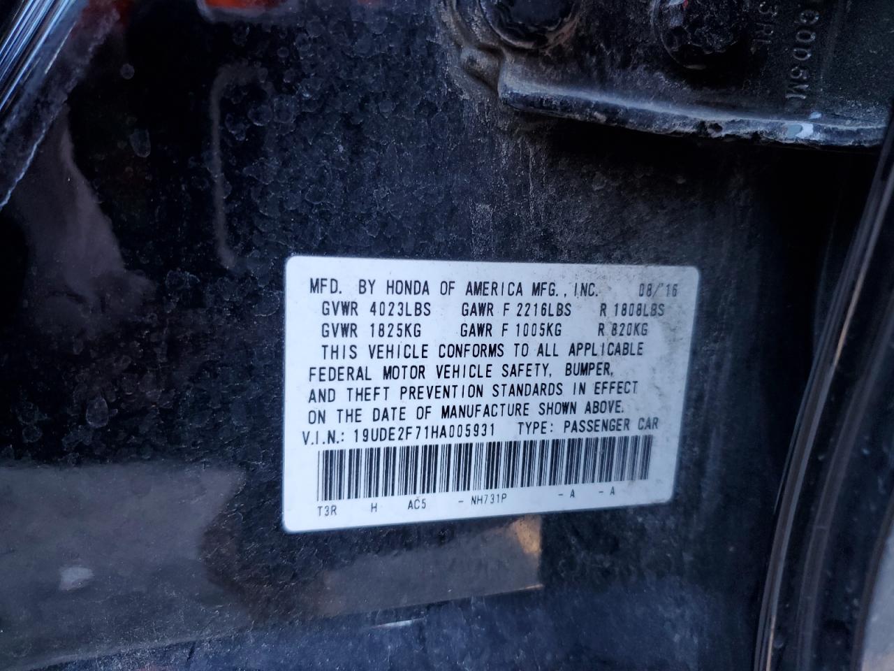 19UDE2F71HA005931 ACURA ILX 2017