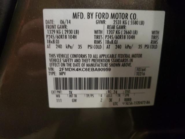 2FMDK4KC6EBA90959 | 2014 FORD EDGE LIMIT