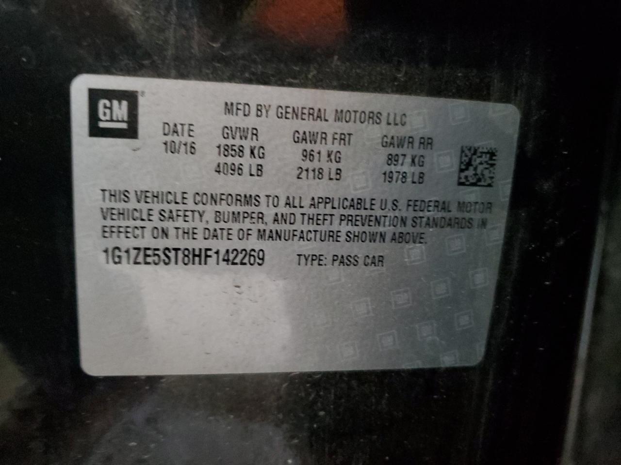 1G1ZE5ST8HF142269 CHEVROLET MALIBU 2017