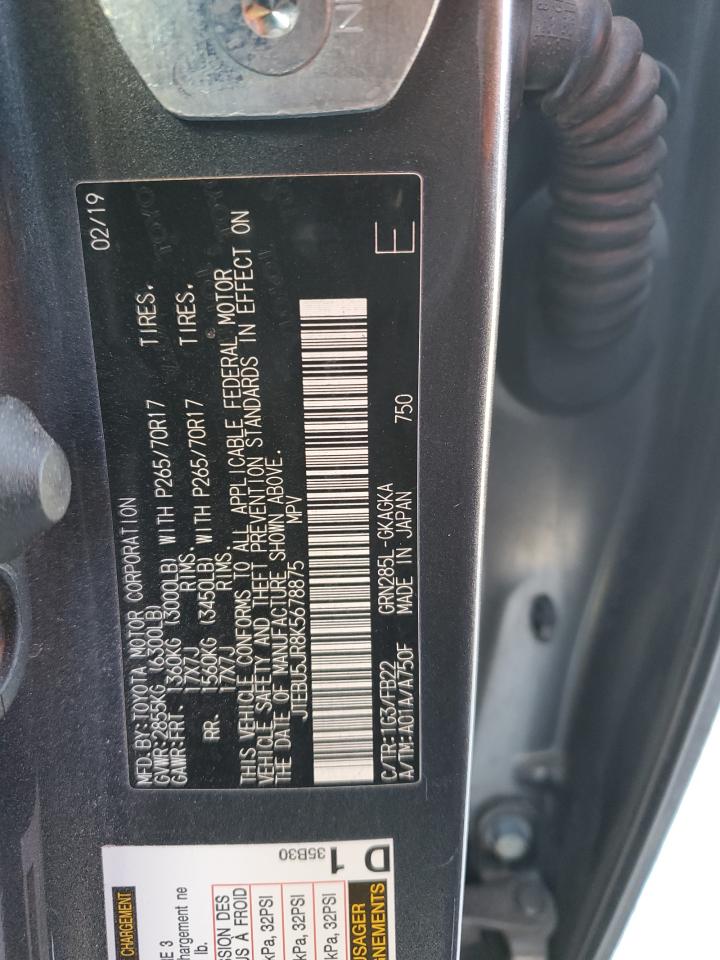 JTEBU5JR8K5678875 TOYOTA 4RUNNER 2019