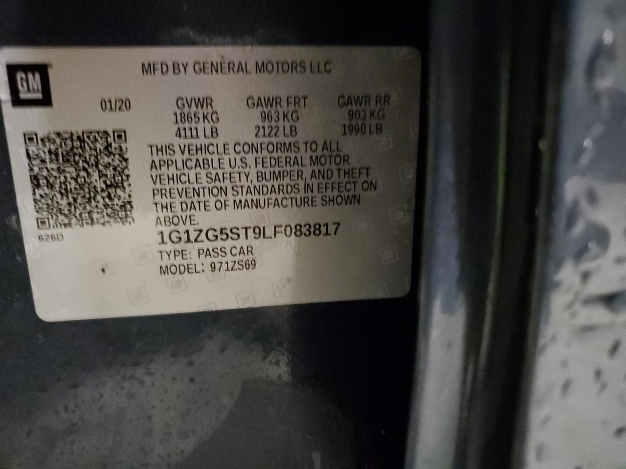 1G1ZG5ST9LF083817 CHEVROLET MALIBU 2020