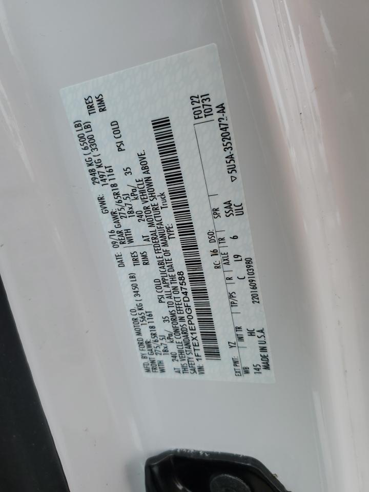 1FTEX1EP0GFD47588 FORD F-150 2016