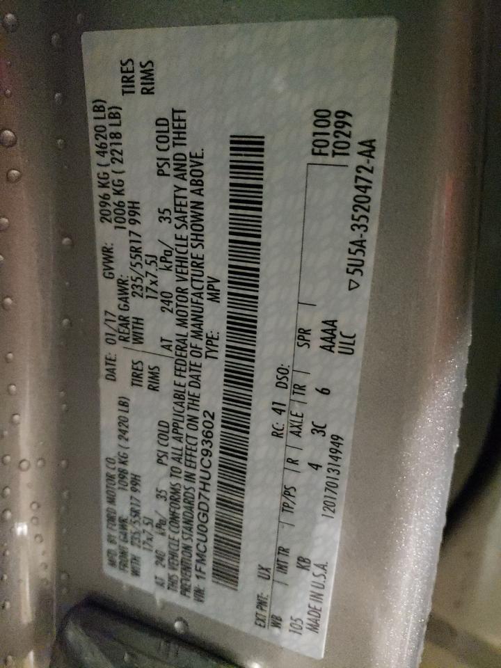 1FMCU0GD7HUC93602 FORD ESCAPE 2017