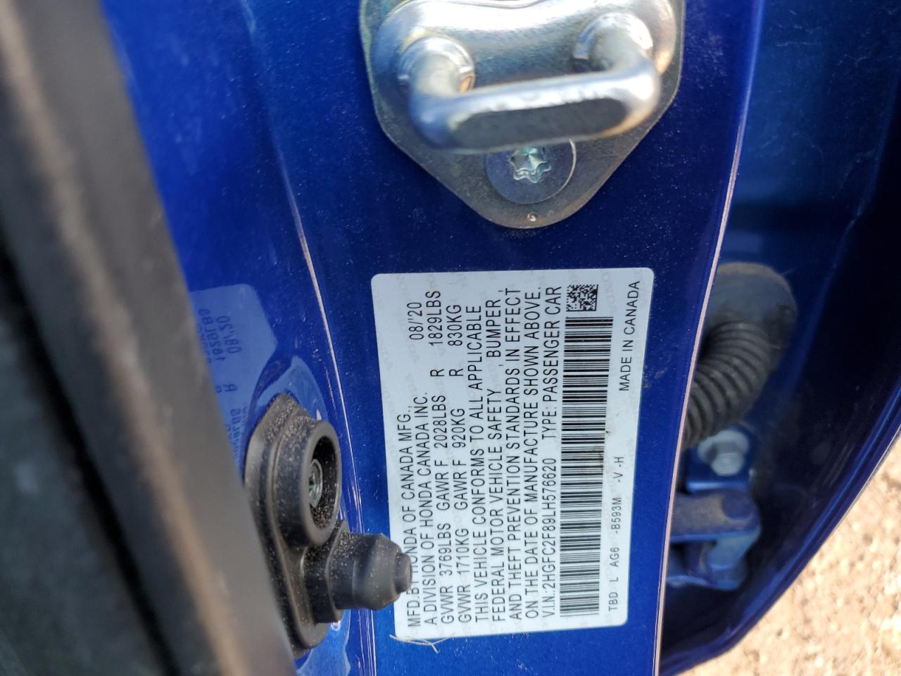 2HGFC2F89LH576620 HONDA CIVIC 2020